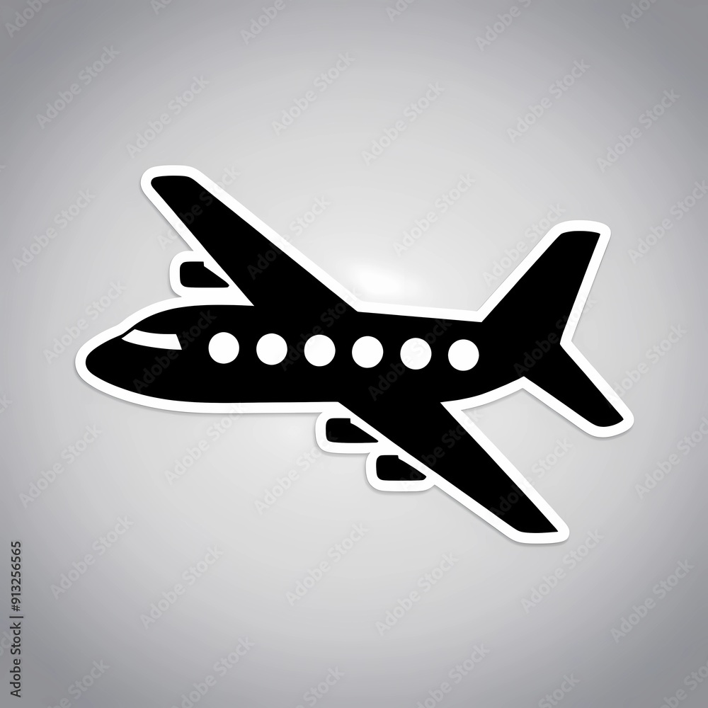 Stylized Black and White Airplane Icon on Gradient Background
Stylized Black and White Airplane Icon on Gradient Background