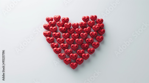 Heartwarming Affection: Bright Red Heart Symbol Made of Smiling Emojis Signifying Love and Joy