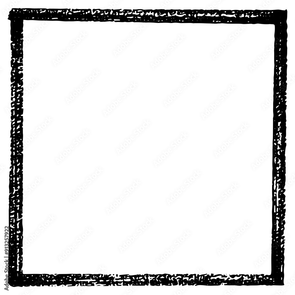 Chalk or crayon hand drawing frame. Grunge rectangle or square shape. Stock illustration for design template social media files, print and photo materials.