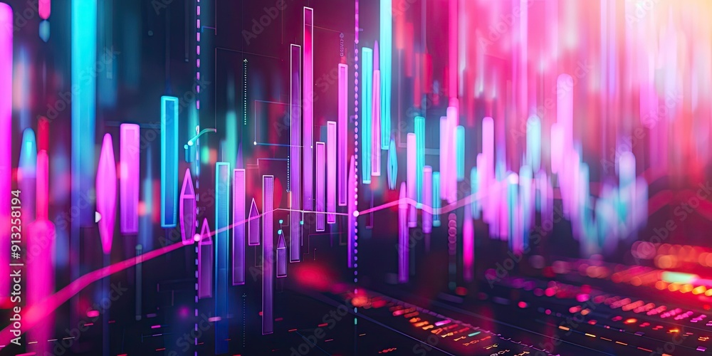 Neon lights illuminate abstract chart. Neon lights illuminate abstract chart.