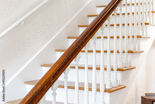 Cuadro en lienzo traditional white and wood stairway