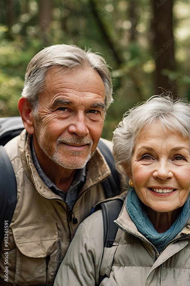 A man and a woman are smiling for the camera A man and a woman are smiling for the camera