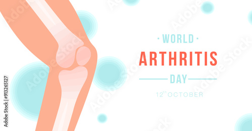 World Arthritis Day horizontal banner design template for card, poster with text inscription. October 12. Holiday and celebration concept isolated on white background. Colored flat vector illustration