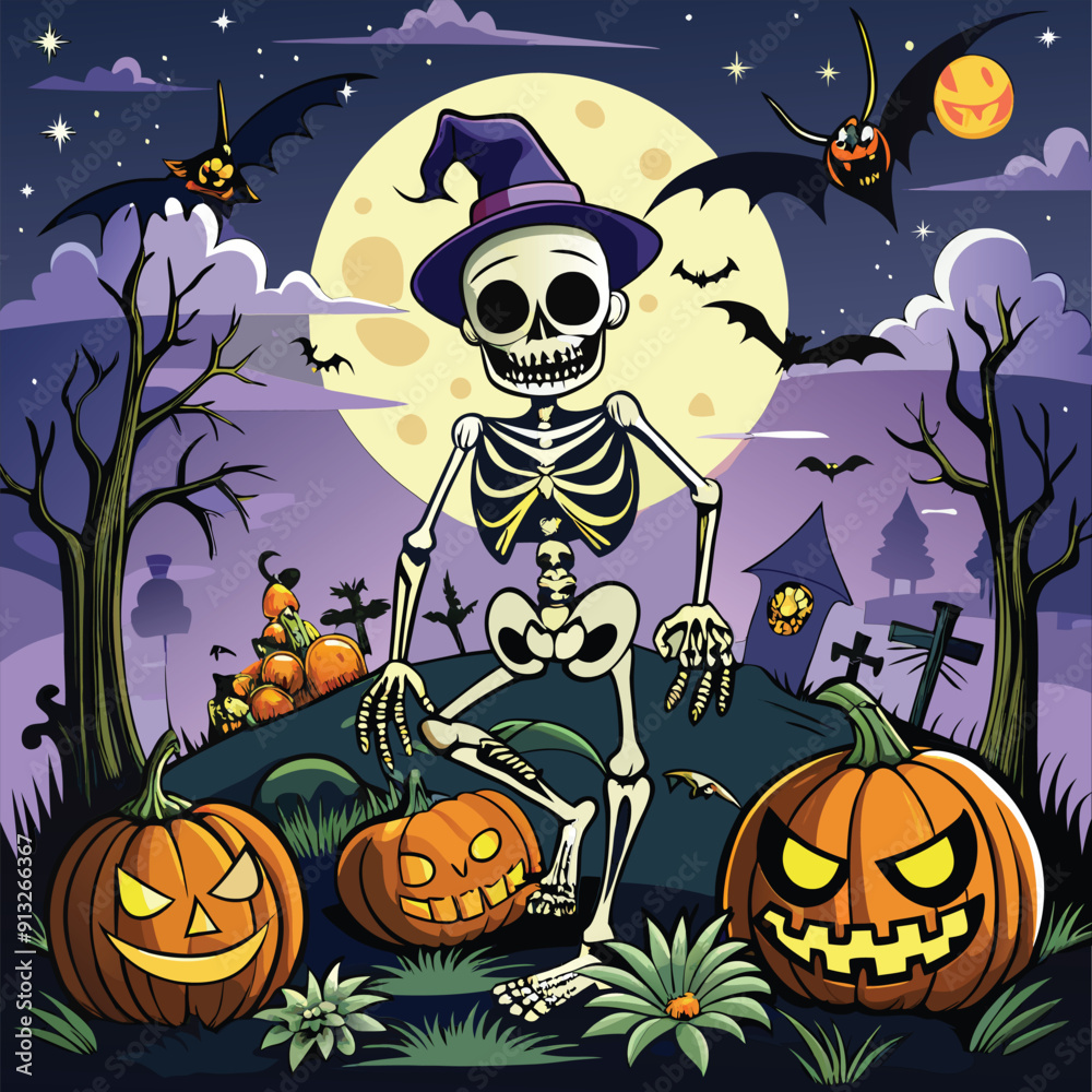 Playful Halloween Monsters in Fun Costumes Vector Background Playful Halloween Monsters in Fun Costumes Vector Background