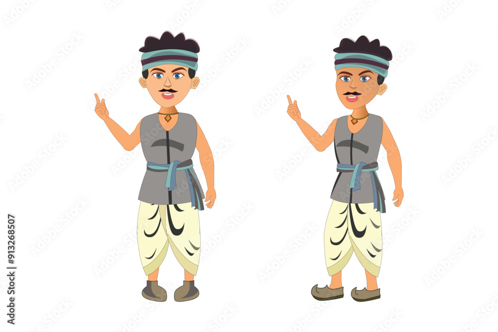 Young village man cartoon male character set. Perfect 2d animation design for bringing rural stories to life Young village man cartoon male character set. Perfect 2d animation design for bringing rural stories to life