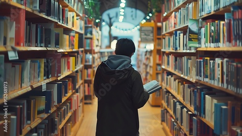 man in library