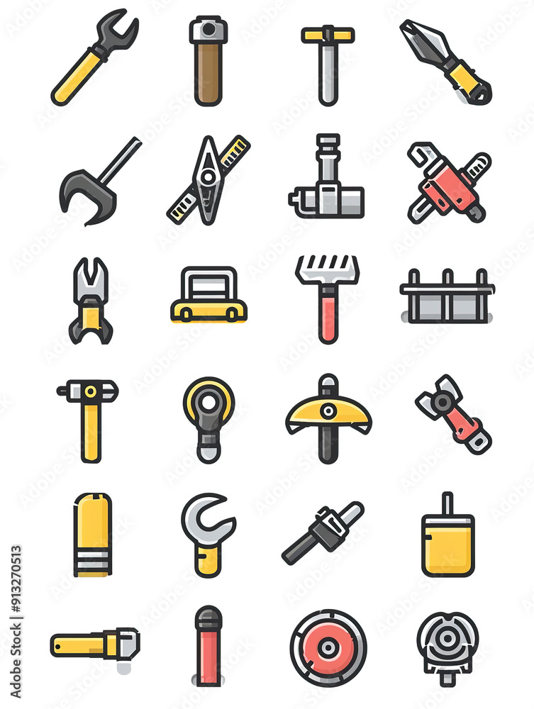 A Collection of Colorful Hand-Drawn Tool Icons, generative ai image A Collection of Colorful Hand-Drawn Tool Icons, generative ai image