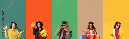 Collage of young women with...