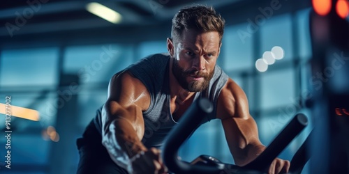 A bodybuilder training at the gym