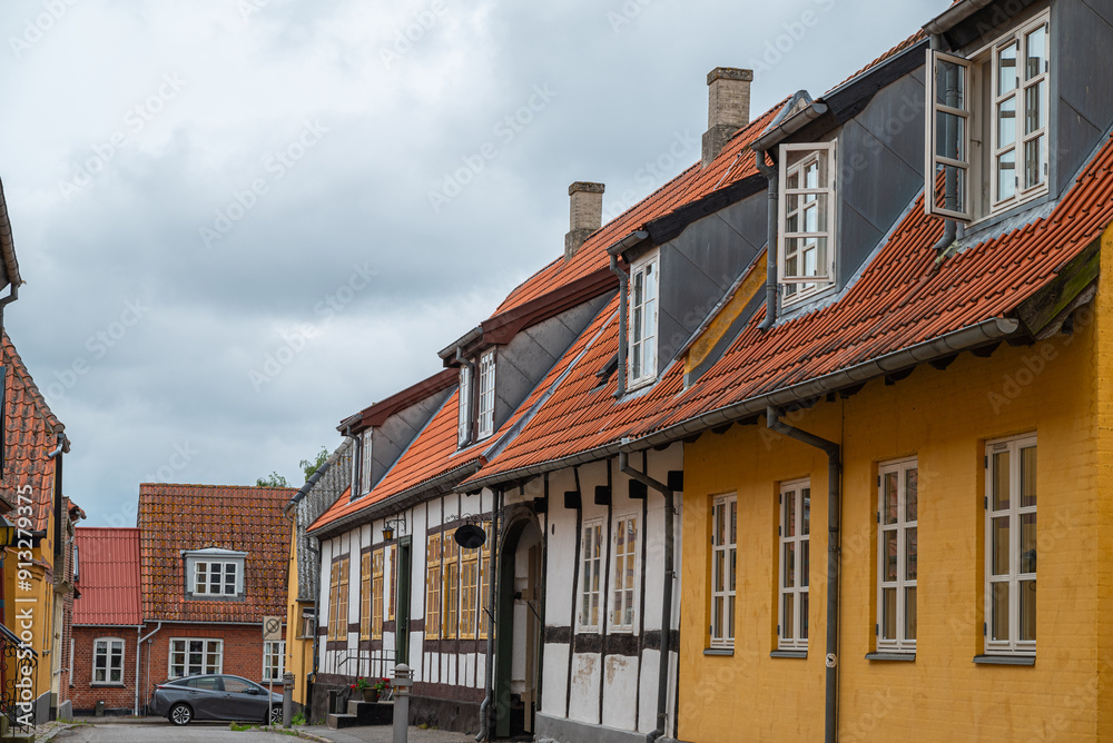 buildings near the street in town of Stege in denmark buildings near the street in town of Stege in denmark