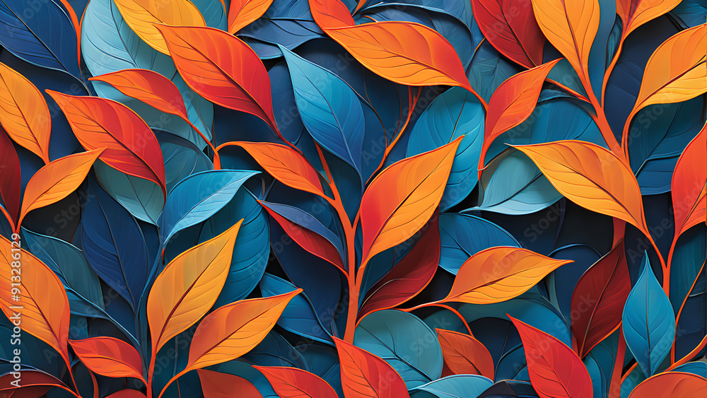 Vivid Foliage: Abstract Leaf Art with Vibrant Colors Vivid Foliage: Abstract Leaf Art with Vibrant Colors