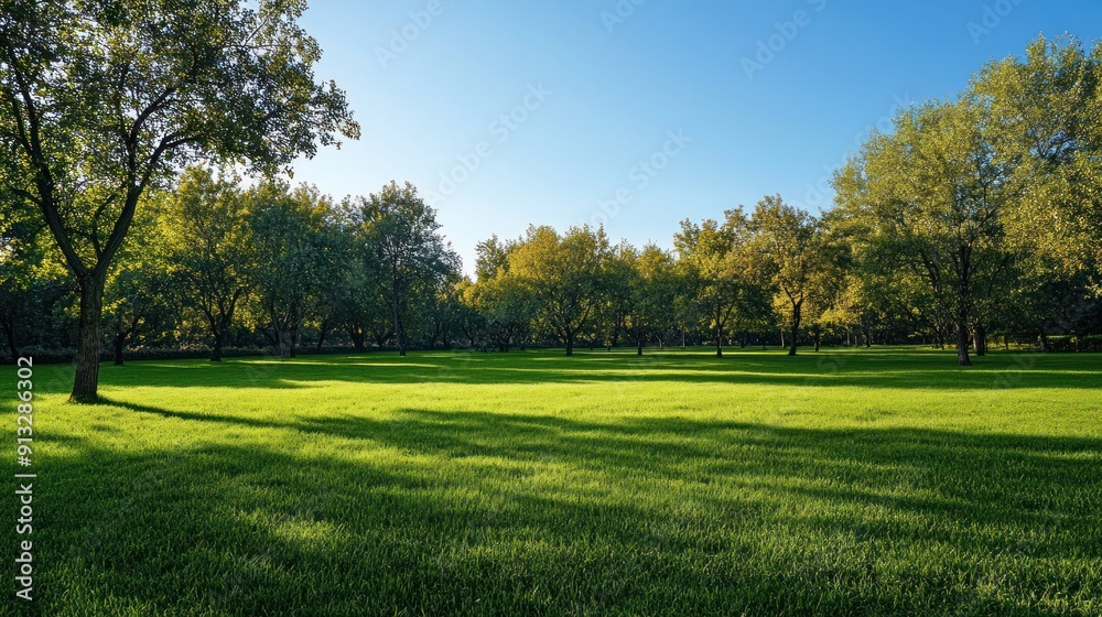 Peaceful Green Meadow with Trees