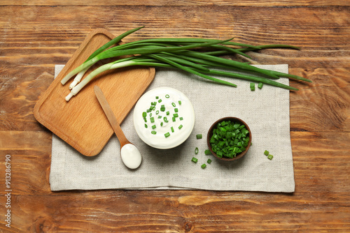 Fresh green onions and sour...