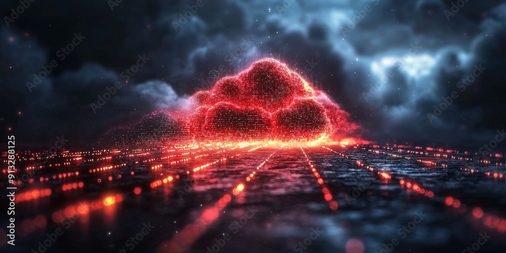 Abstract digital data streams on a dark blue background, conveying the concept of big data and cloud technology Abstract digital data streams on a dark blue background, conveying the concept of big data and cloud technology
