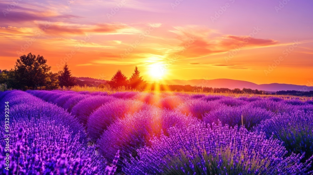 Fototapeta premium Lavender Field Sunset