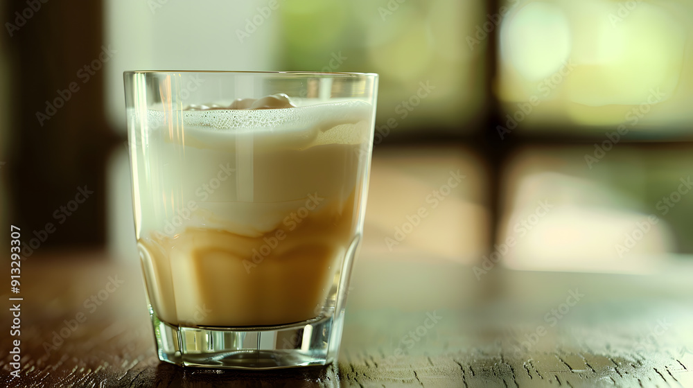A glass of milk with chocolate powder on top A glass of milk with chocolate powder on top