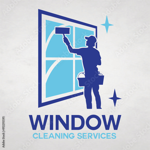 Professional Window Cleaning Services Logo, Commercial and Residential Window Cleaning, Sparkling Clean Windows Maintenance Logo