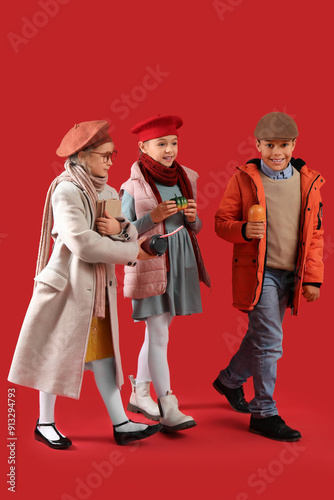 Cute little happy kids in w...