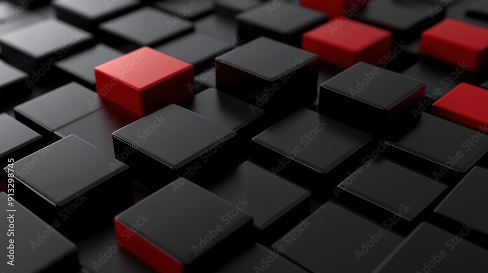 Red Cube Among Black Cubes Red Cube Among Black Cubes