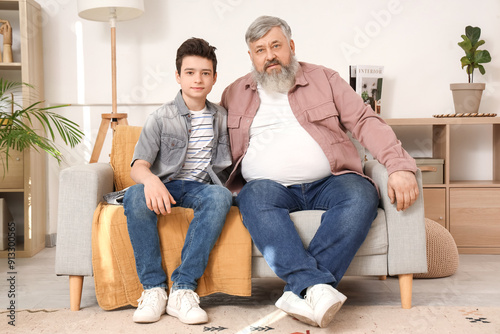 Grandfather and grandson bo...