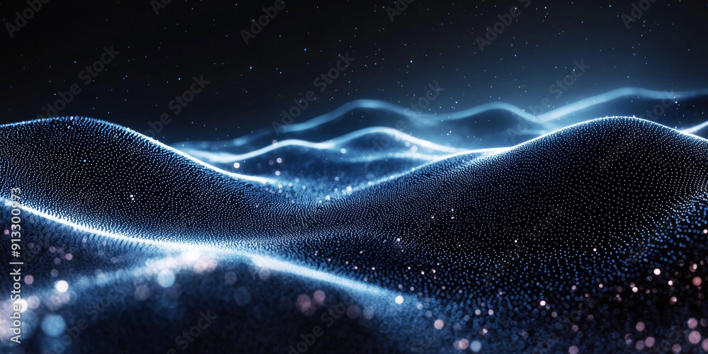 Abstract digital landscape with glowing lines and dots on a dark blue background, signifying a data concept. Abstract digital landscape with glowing lines and dots on a dark blue background, signifying a data concept.
