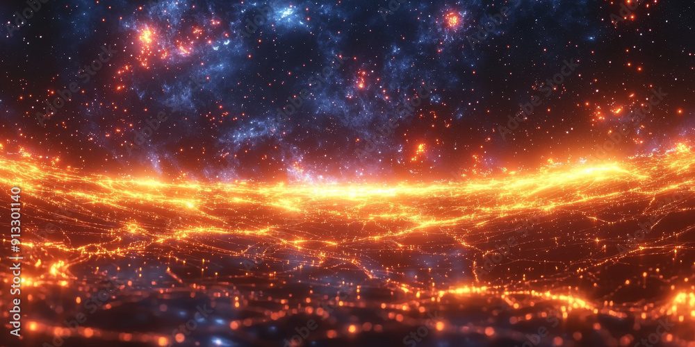 Abstract digital landscape with glowing lines and dots on a dark blue background, signifying a data concept. Abstract digital landscape with glowing lines and dots on a dark blue background, signifying a data concept.