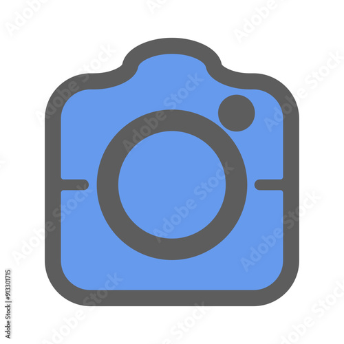 Camera icon in flat color style