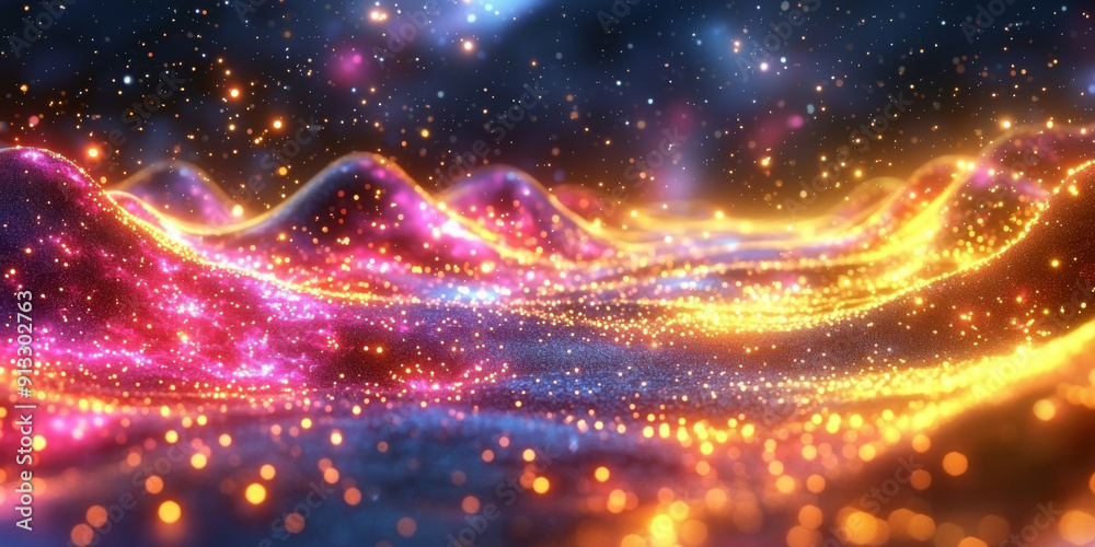 Abstract digital landscape with glowing lines and dots on a dark blue background, signifying a data concept. Abstract digital landscape with glowing lines and dots on a dark blue background, signifying a data concept.
