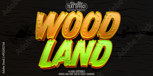 Wood editable text effect, customizable land and forest 3d font style