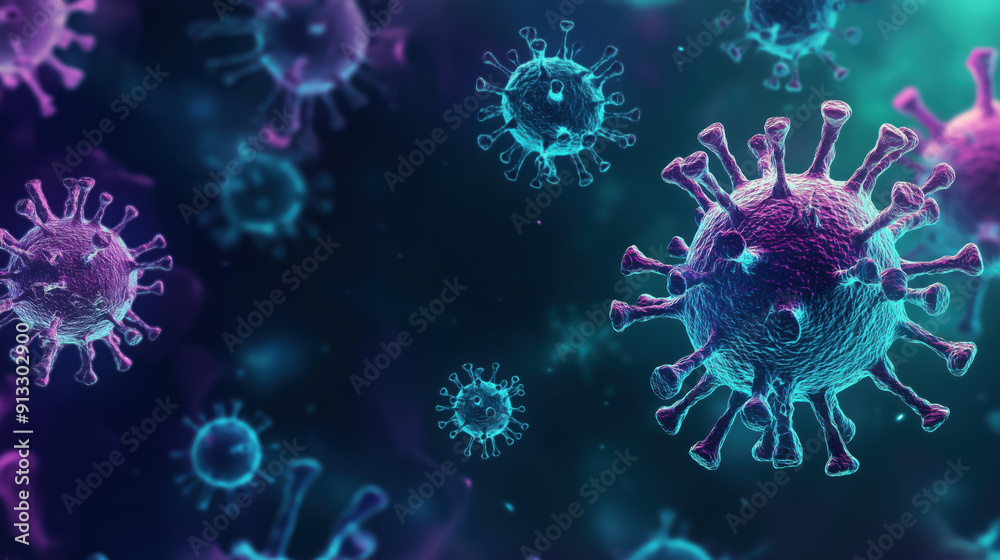 virus illustration under microscope, highly detailed virus illustration under microscope, highly detailed