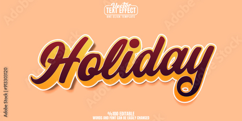 Holiday editable text effect, customizable summer and vacation 3d font style