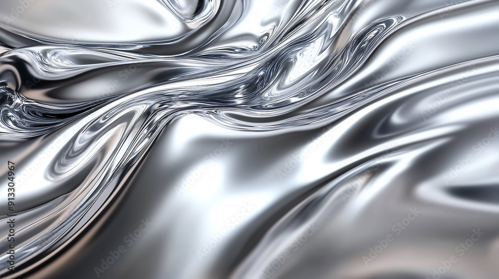 Abstract metallic liquid waves in silver tones Abstract metallic liquid waves in silver tones