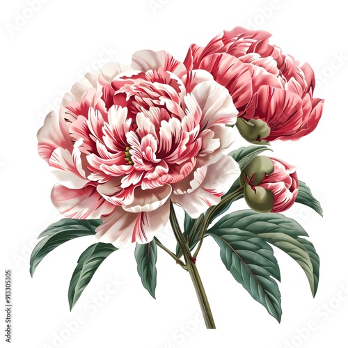 Fototapeta Naklejka Na Ścianę i Meble -  flower peony floral vector illustration garden bloom bunch