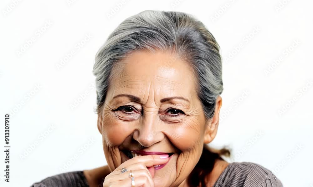 Lifestyle portrait video of a satisfied woman in her 40s that is placed against a white background Lifestyle portrait video of a satisfied woman in her 40s that is placed against a white background
