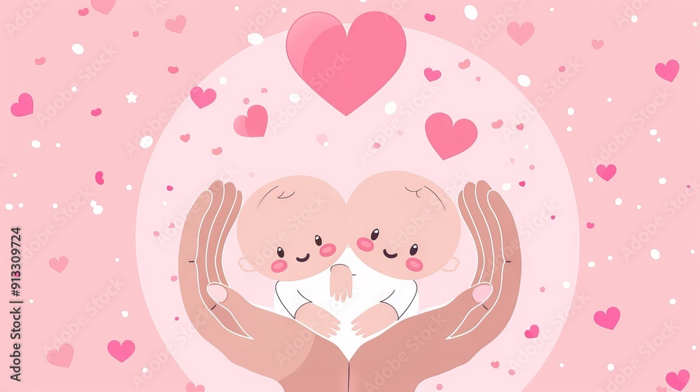 Twin Babies Held in Loving Hands Twin Babies Held in Loving Hands