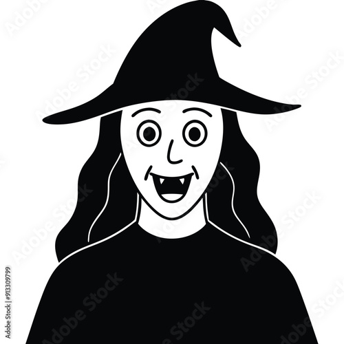 Horror Vector Icon Halloween Witch Line Art 