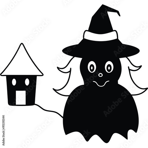 Horror Vector Icon Halloween Witch Line Art 