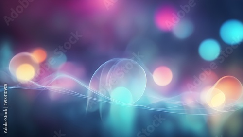 A colorful background with a blue line and a bunch of circles