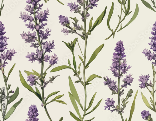 Antique botany illustration of wild flowers: Upright Spiked Sea Lavender, Statice binervosa
