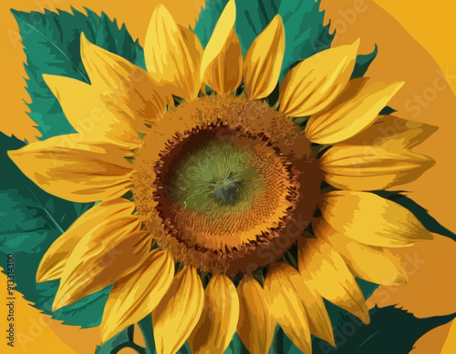 Sunflower on Yellow background
