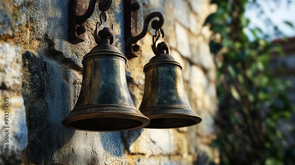 Obraz premium antique bells. Design for Wall Art, Poster Print, Wallpaper & Background