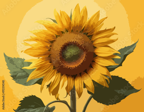 Sunflower on Yellow background