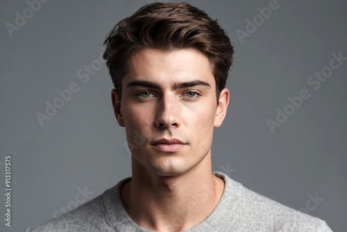 portrait of handsome young British male model with healthy skin