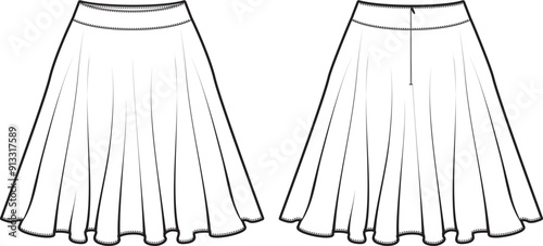 The technical design of the elegant and versatile godê skirt is an adjusted waistband that highlights the waist. The fluid fabric provides graceful movement, with an invisible zipper on the back. 