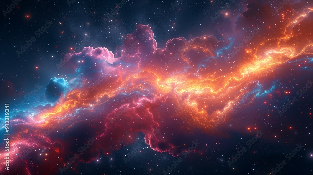 Fototapeta premium Colorful space galaxy cloud nebula. Stary night cosmos. 
