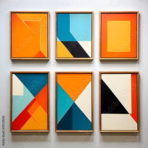 framed painting with abstract geometric shape