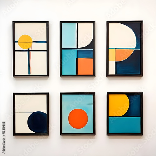 framed painting with abstract geometric shape