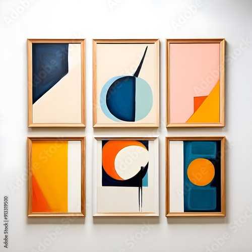 framed painting with abstract geometric shape