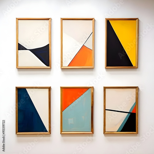 framed painting with abstract geometric shape