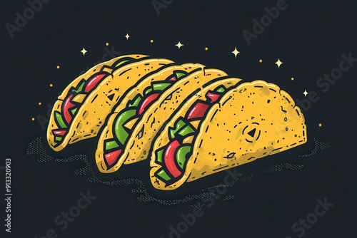 Vibrant Tacos With Fresh Ingredients on Black